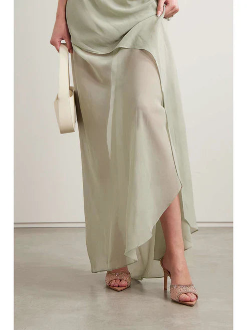 GIANVITO ROSSI Rania 85 Suede Organza Embellished Mules