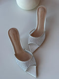 GIANVITO ROSSI Rania 85 Suede Organza Embellished Mules